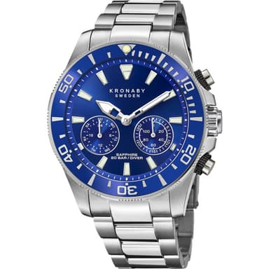 Kronaby Hybrid Smartklocka Diver 45,7mm stål blå urtavla 20 ATM