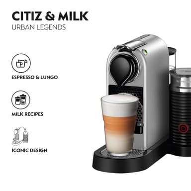 NESPRESSO® CitiZ And Milk kaffemaskin av Krups, Silver