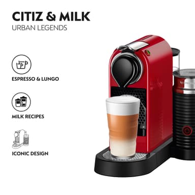 NESPRESSO® CitiZ And Milk kaffemaskin av Krups, Röd