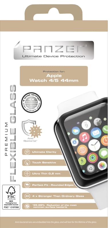 Panzer Apple Watch 4/5 44mm skärmskydd i flexibelt glas