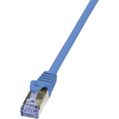 LogiLink CQ3076S RJ45 Nätverkkabel, Patchkabel CAT 6A S/FTP 5.00 m Blå Flamskyddsmedel, med låsskydd 1 st