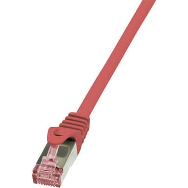 LogiLink CQ2064S RJ45 Nätverkkabel, Patchkabel CAT 6 S/FTP 3.00 m Röd Flamskyddsmedel, med låsskydd 1 st