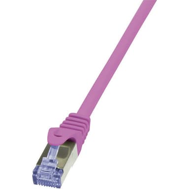 LogiLink CQ3049S RJ45 Nätverkkabel, Patchkabel CAT 6A S/FTP 1.50 m Rosa Flamskyddsmedel, med låsskydd 1 st
