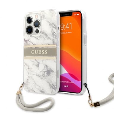 Guess iPhone 13 Pro Max Skal Marble Design Stripe Grå