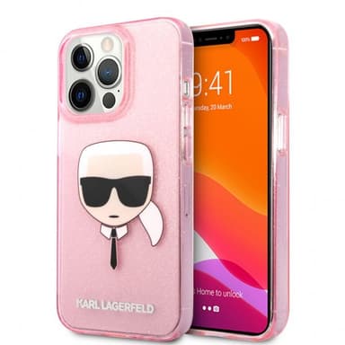 Karl Lagerfeld iPhone 13 Pro Max Skal Full Glitter Rosa