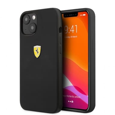 Ferrari iPhone 13 Mini Skal Liquid Silicone Metal Logo Svart