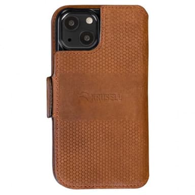 Krusell iPhone 13 Fodral Leather PhoneWallet Cognac