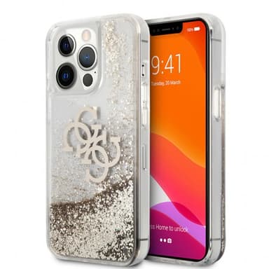 Guess iPhone 13 Pro Max Skal Liquid Glitter Guld