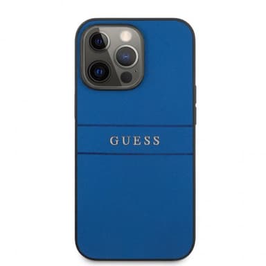 Guess iPhone 13 Pro Max Skal Hot Stamp Metal Logo Blå