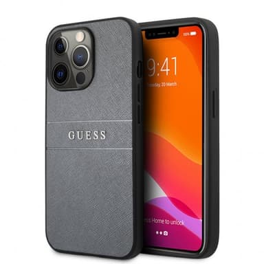Guess iPhone 13 Pro Skal Hot Stamp Metal Logo Grå