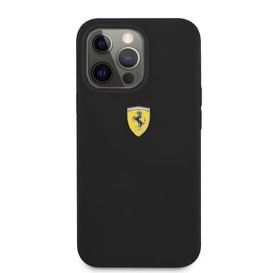 Ferrari iPhone 13 Pro Max Skal Liquid Silicone Metal Logo Svart