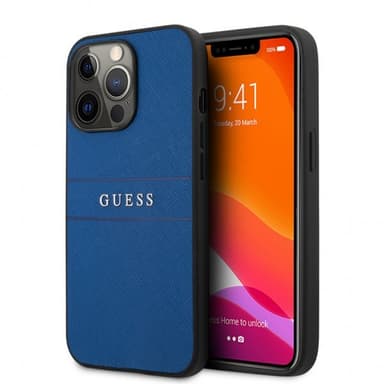 Guess iPhone 13 Pro Max Skal Hot Stamp Metal Logo Blå