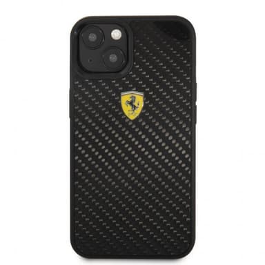 Ferrari iPhone 13 Mini Skal Real Carbon Metal Logo Svart