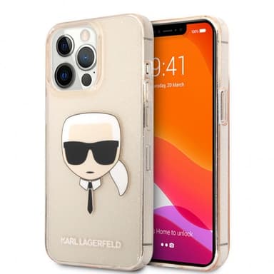 Karl Lagerfeld iPhone 13 Pro Skal Full Glitter Guld