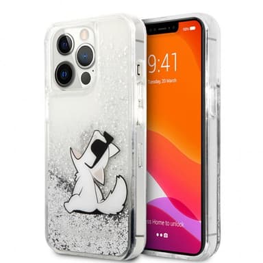 Karl Lagerfeld iPhone 13 Pro Max Skal Liquid Glitter Silver