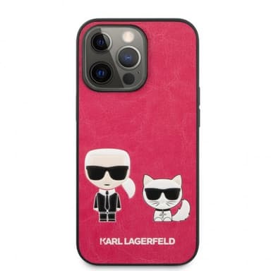 Karl Lagerfeld iPhone 13 Pro Skal Karl & Choupette Embossed Fuschia