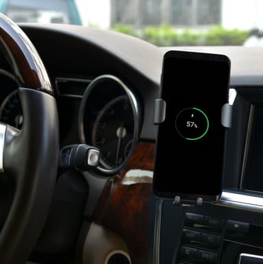 NÖRDIC Qi certifierad 10W trådlös laddare för bilen  med LED indikator, För Iphone och Android