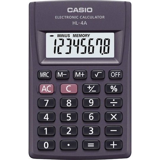 Casio HL-4A Miniräknare Antracit Display (ställen): 8