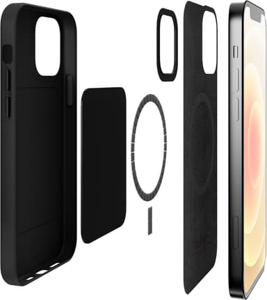 iPhone 12/iPhone 12 Pro Skal SKYMAG Leather Look Svart