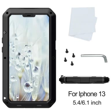 iPhone 13 Heavy Duty Robust Hybridfodral skal med inbyggt härdat glas
