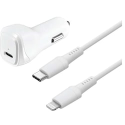 Sandstrøm USB-C till Lightning billaddare (vit)