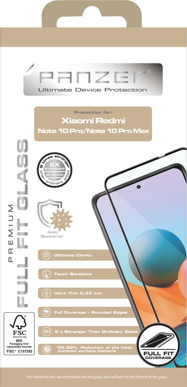 Panzer Full-Fit Xiaomi Redmi Note 10 Pro/Pro Max skärmskydd