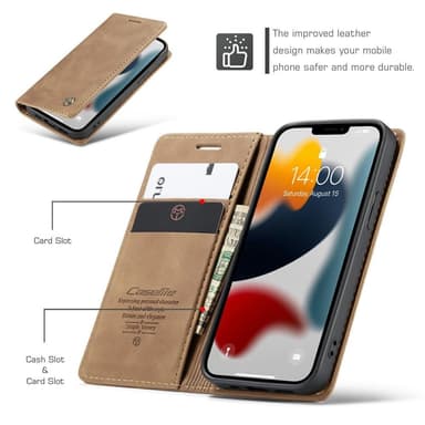 CASEME Plånboksfodral iPhone 13 - Brun