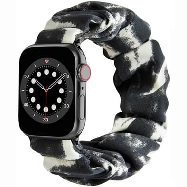 Scrunchie Elastiskt Armband Apple Watch 6 (44mm) - Mörkgrå/Vit