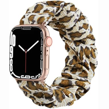 Scrunchie Elastiskt Armband Apple Watch 7 (45mm) - Leopard Gul