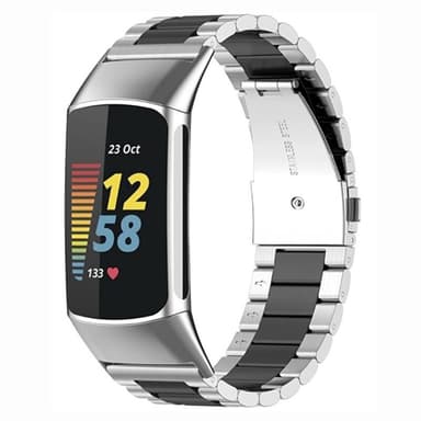 Armband rostfritt stål Fitbit Charge 5 - Silver/svart