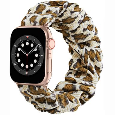 Scrunchie Elastiskt Armband Apple Watch 6 (40mm) - Leopard Gul