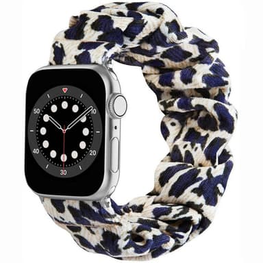 Scrunchie Elastiskt Armband Apple Watch 6 (44mm) - Leopard Blå