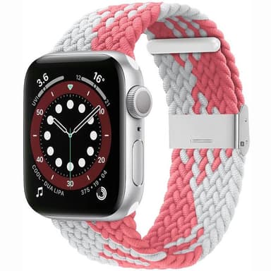 Flätat Elastiskt Armband Apple watch 6 (44mm) - Pink white