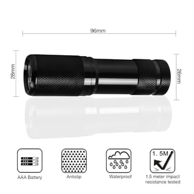 UV-ficklampa med 9 LED-lampor Svart 395 nm