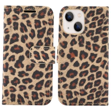 SKALO iPhone 13 Mini Leopard mönstrad Plånboksfodral i PU Läder