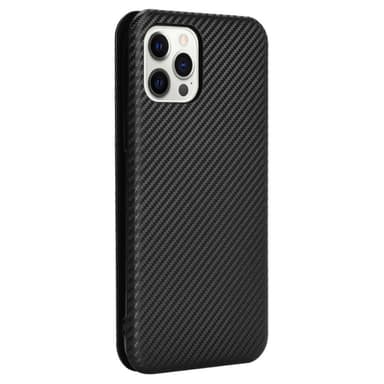 SKALO iPhone 13 Pro Carbon Fiber Plånboksfodral - Svart