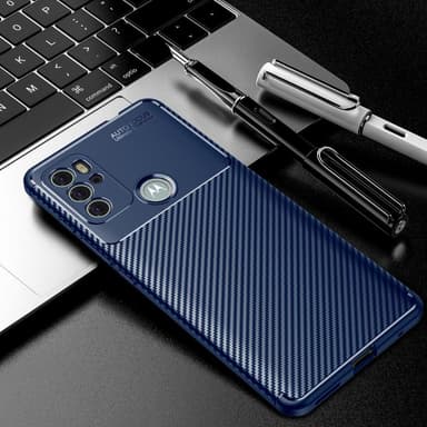 SKALO Moto G60S Carbon Fiber TPU-skal - Blå