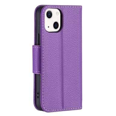 SKALO iPhone 13 Mini Premium Litchi Plånbok - Lila
