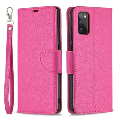 SKALO Samsung A02s / A03s Premium Litchi Plånbok - Cerise