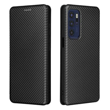 SKALO Moto G60S Carbon Fiber Plånboksfodral - Svart