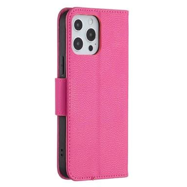 SKALO iPhone 13 Pro Max Premium Litchi Plånbok - Cerise