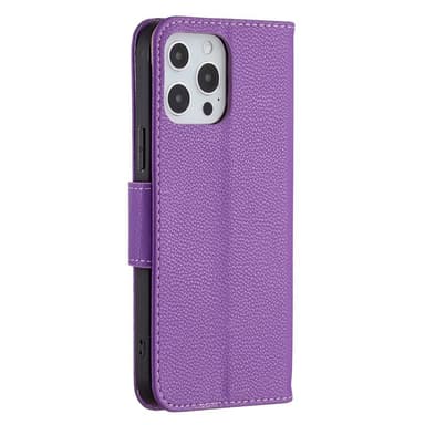 SKALO iPhone 13 Pro Max Premium Litchi Plånbok - Lila