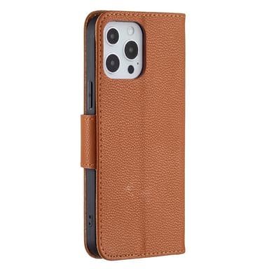 SKALO iPhone 13 Pro Max Premium Litchi Plånbok - Brun