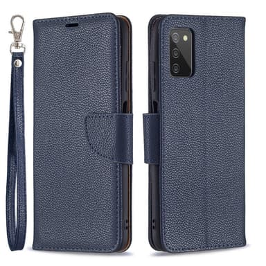 SKALO Samsung A02s / A03s Premium Litchi Plånbok - Blå