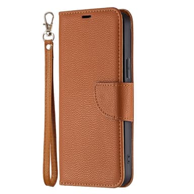 SKALO iPhone 13 Pro Max Premium Litchi Plånbok - Brun