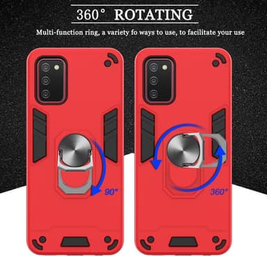 SKALO Samsung A02s / A03s Armor Hybrid Metallring skal - Röd