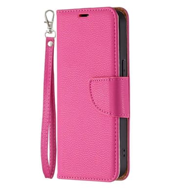 SKALO iPhone 13 Pro Premium Litchi Plånbok - Cerise