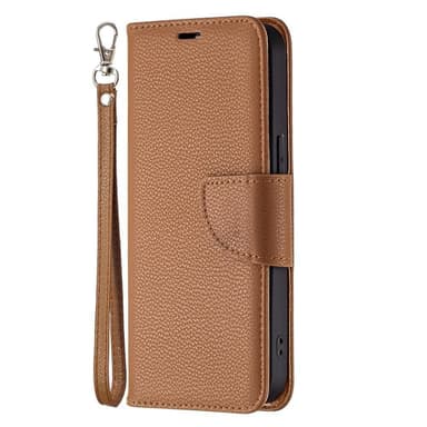 SKALO iPhone 13 Pro Premium Litchi Plånbok - Brun