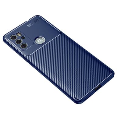 SKALO Moto G60S Carbon Fiber TPU-skal - Blå