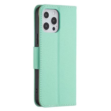 SKALO iPhone 13 Pro Max Premium Litchi Plånbok - Turkos